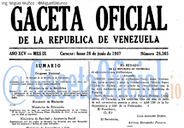 Gaceta Oficial 28365 del 26 Junio 1967