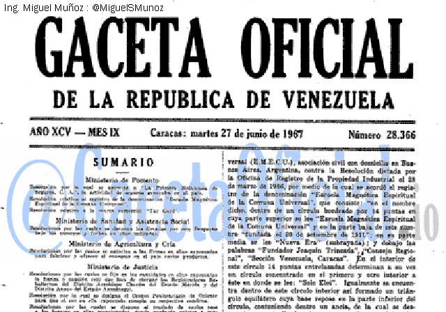 Gaceta Oficial 28366 del 27 Junio 1967