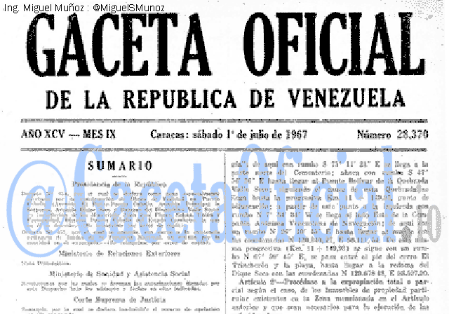 Gaceta Oficial 28370 del 1 Julio 1967