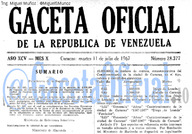 Gaceta Oficial 28377 del 11 Julio 1967