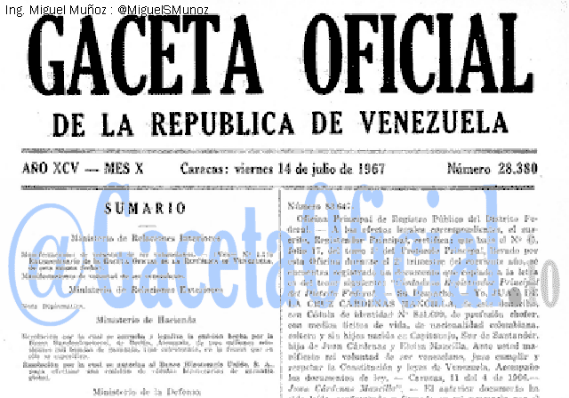 Gaceta Oficial 28380 del 14 Julio 1967