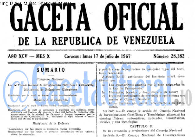 Gaceta Oficial 28382 del 17 Julio 1967