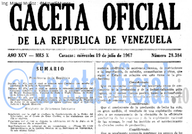 Gaceta Oficial 28384 del 19 Julio 1967
