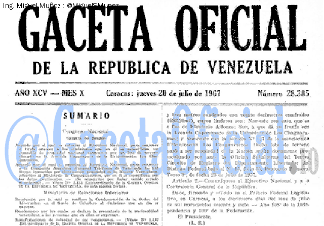Gaceta Oficial 28385 del 20 Julio 1967
