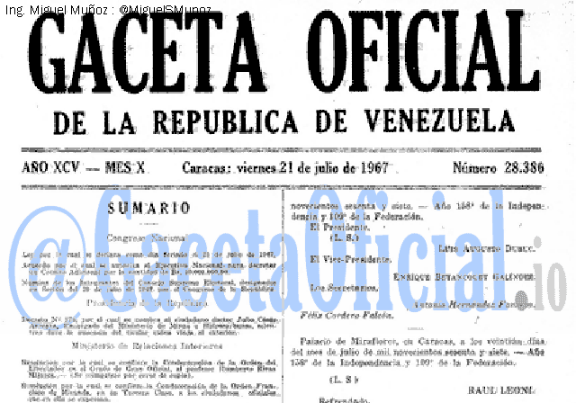 Gaceta Oficial 28386 del 21 Julio 1967