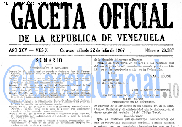 Gaceta Oficial 28387 del 22 Julio 1967