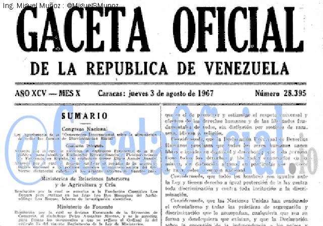 Gaceta Oficial 28395 del 3 Agosto 1967