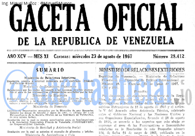 Gaceta Oficial 28412 del 23 Agosto 1967