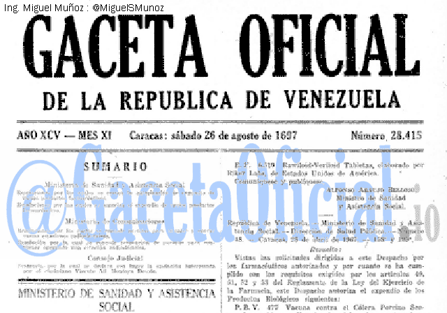 Gaceta Oficial 28415 del 26 Agosto 1967