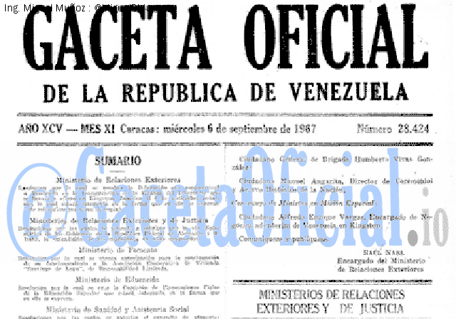 Gaceta Oficial 28424 del 6 Septiembre 1967
