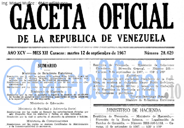 Gaceta Oficial 28429 del 12 Septiembre 1967