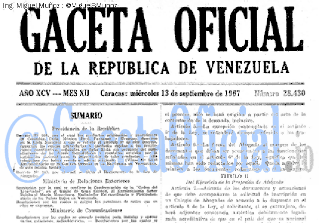 Gaceta Oficial 28430 del 13 Septiembre 1967