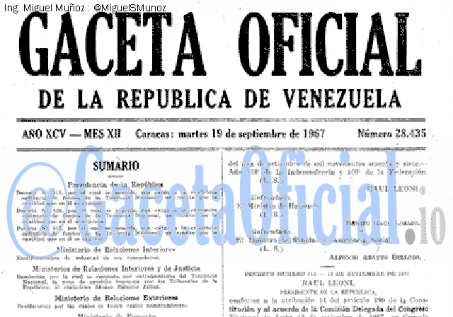 Gaceta Oficial 28435 del 19 Septiembre 1967