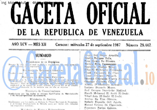 Gaceta Oficial 28442 del 27 Septiembre 1967