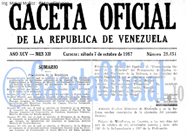 Gaceta Oficial 28451 del 7 Octubre 1967