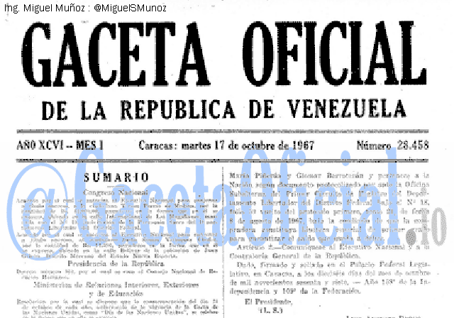 Gaceta Oficial 28458 del 17 Octubre 1967