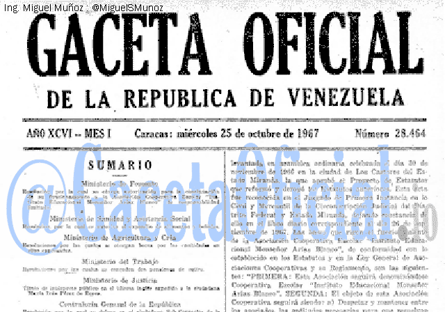 Gaceta Oficial 28464 del 25 Octubre 1967