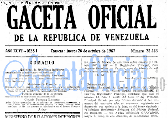 Gaceta Oficial 28465 del 26 Octubre 1967