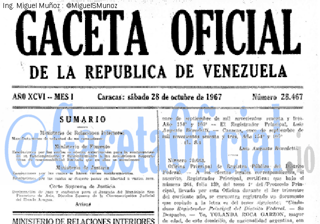 Gaceta Oficial 28467 del 28 Octubre 1967