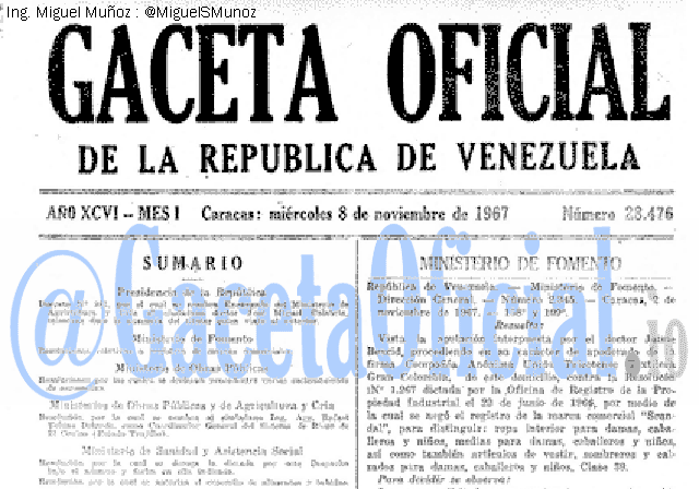 Gaceta Oficial 28476 del 8 Noviembre 1967