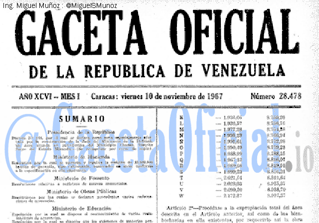 Gaceta Oficial 28478 del 10 Noviembre 1967