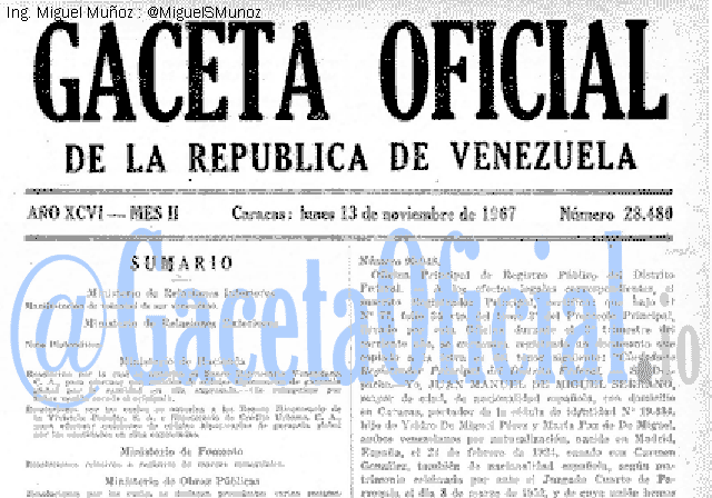 Gaceta Oficial 28480 del 13 Noviembre 1967