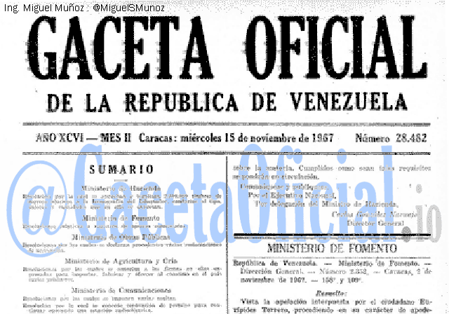 Gaceta Oficial 28482 del 15 Noviembre 1967