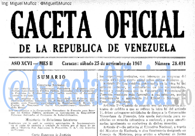 Gaceta Oficial 28491 del 25 Noviembre 1967