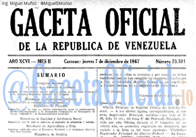 Gaceta Oficial 28501 del 7 Diciembre 1967