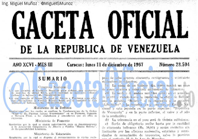 Gaceta Oficial 28504 del 11 Diciembre 1967