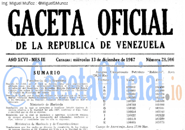 Gaceta Oficial 28506 del 13 Diciembre 1967