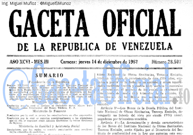 Gaceta Oficial 28507 del 14 Diciembre 1967