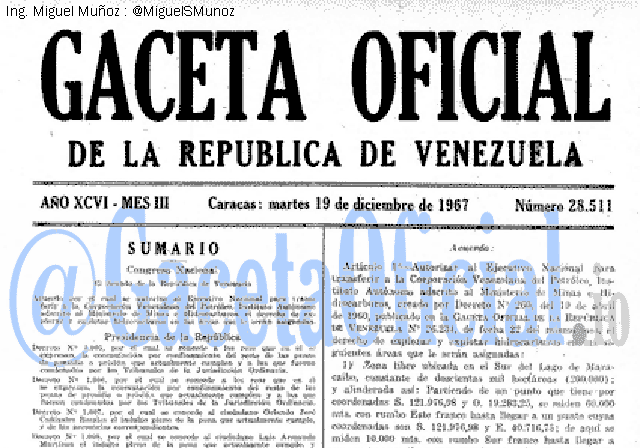 Gaceta Oficial 28511 del 19 Diciembre 1967