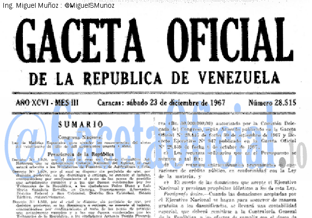 Gaceta Oficial 28515 del 23 Diciembre 1967
