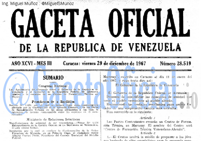 Gaceta Oficial 28519 del 29 Diciembre 1967