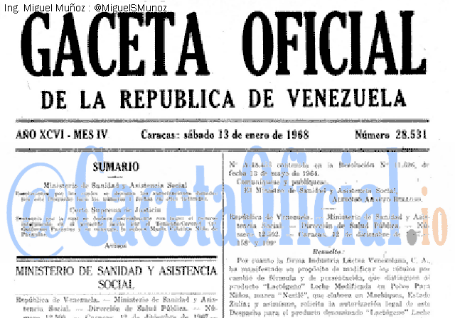 Gaceta Oficial 28531 del 13 Enero 1968