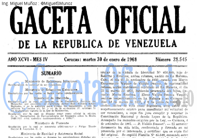 Gaceta Oficial 28545 del 30 Enero 1968