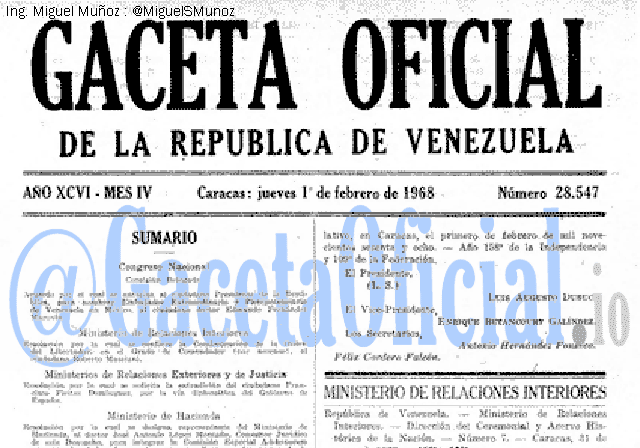 Gaceta Oficial 28547 del 1 Febrero 1968