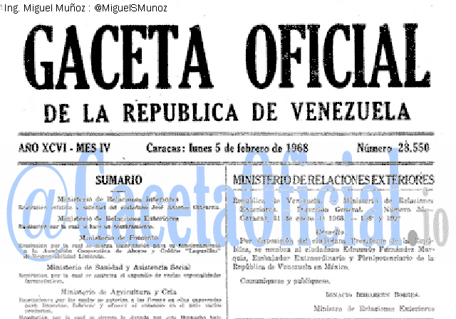 Gaceta Oficial 28550 del 5 Febrero 1968