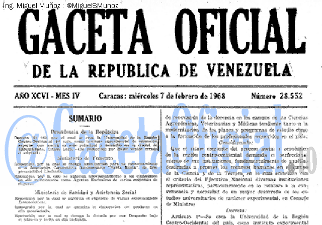Gaceta Oficial 28552 del 7 Febrero 1968