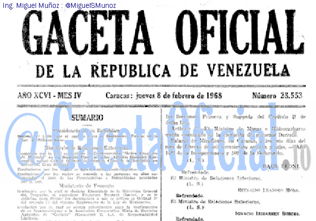 Gaceta Oficial 28553 del 8 Febrero 1968