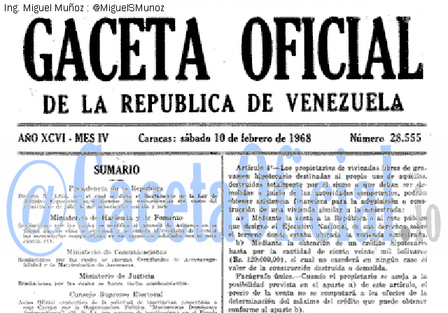 Gaceta Oficial 28555 del 10 Febrero 1968