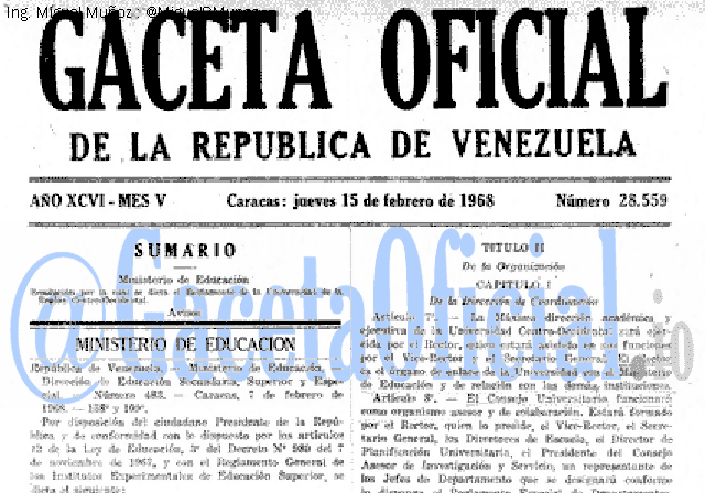 Gaceta Oficial 28559 del 15 Febrero 1968