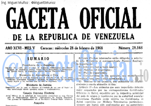 Gaceta Oficial 28568 del 28 Febrero 1968
