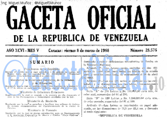 Gaceta Oficial 28576 del 8 Marzo 1968