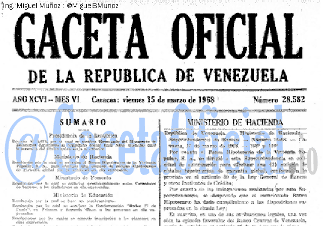Gaceta Oficial 28582 del 15 Marzo 1968