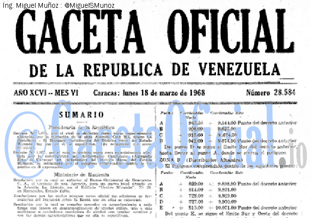 Gaceta Oficial 28584 del 18 Marzo 1968