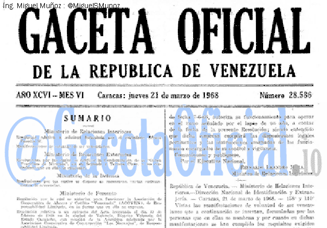 Gaceta Oficial 28586 del 21 Marzo 1968