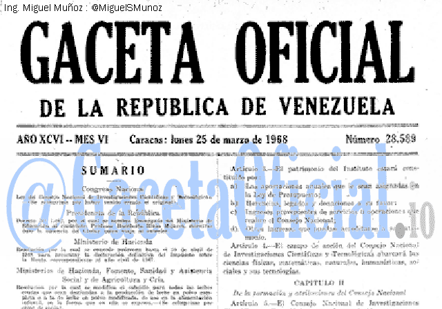 Gaceta Oficial 28589 del 25 Marzo 1968