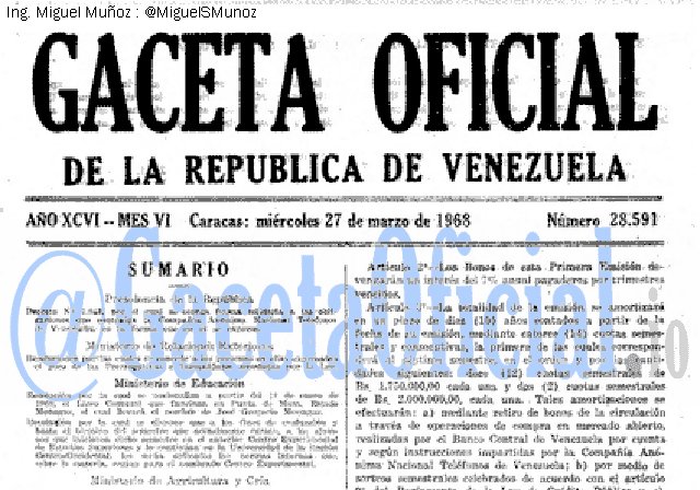 Gaceta Oficial 28591 del 27 Marzo 1968